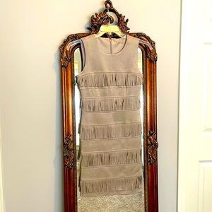 ⭐️5/$40. Calvin Klein Faux Leather Fringe Dress